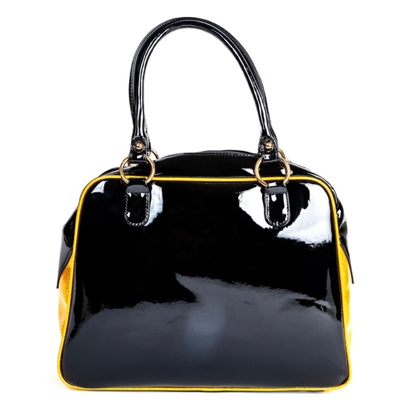 π NWOT Sourpuss Nokturnal Bat Black and Gold Bowler retro purse HTF Rare - Picture 4 of 5